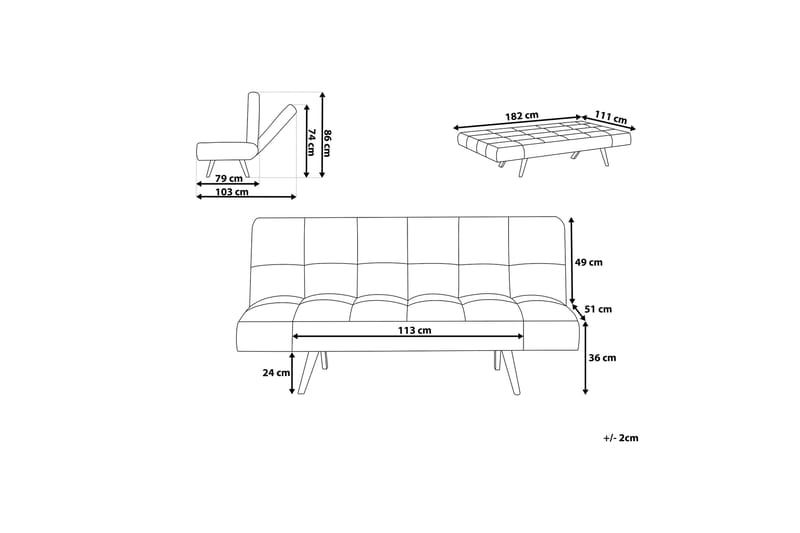 Bäddsoffa Ingaro 182 cm - Grå - Möbler - Soffa - Bäddsoffa - Bäddsoffa längsbäddad