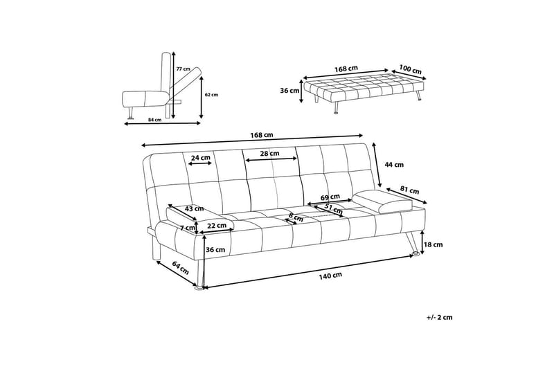 Bäddsoffa Roxen 168 cm - Blå - Möbler - Soffa - Bäddsoffa - Bäddsoffa längsbäddad