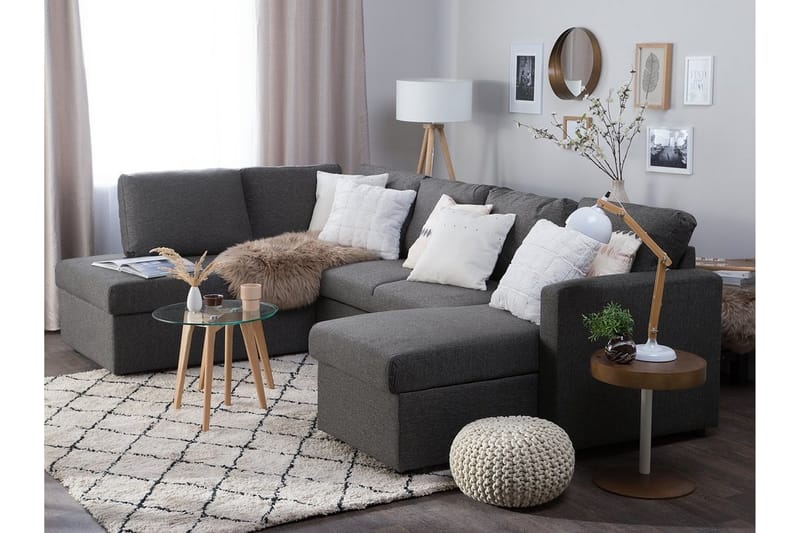 Bäddsoffa Karrabo 285 cm - Grå - Möbler - Soffa - Bäddsoffa - Bäddsoffa längsbäddad