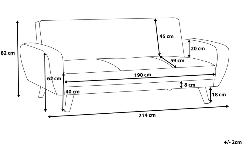 Bädssofa Florli 214 cm - Grå - Möbler - Soffa - Bäddsoffa - Bäddsoffa längsbäddad