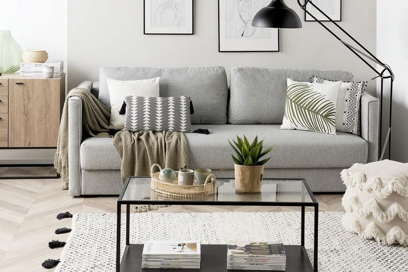 Bäddsoffa Eksjo 220 cm - Grå - Möbler - Soffa - Bäddsoffa - Bäddsoffa längsbäddad