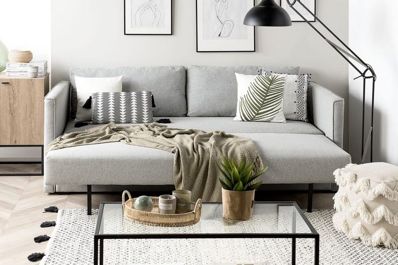 Bäddsoffa Eksjo 220 cm - Grå - Möbler - Soffa - Bäddsoffa - Bäddsoffa längsbäddad