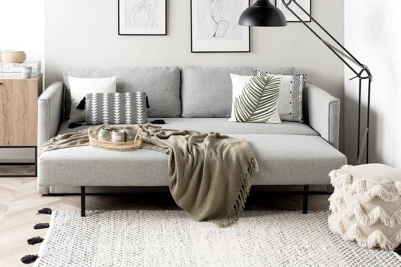 Bäddsoffa Eksjo 220 cm - Grå - Möbler - Soffa - Bäddsoffa - Bäddsoffa längsbäddad