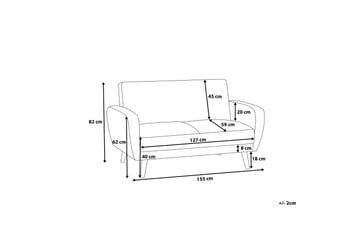 Bäddsoffa Florli 155 cm - Grå - Möbler - Soffa - Bäddsoffa - Bäddsoffa längsbäddad