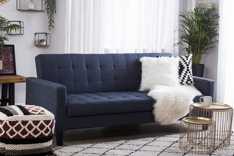 Bäddsoffa Vehkoo 200 cm - Blå - Möbler - Soffa - Bäddsoffa - Bäddsoffa längsbäddad