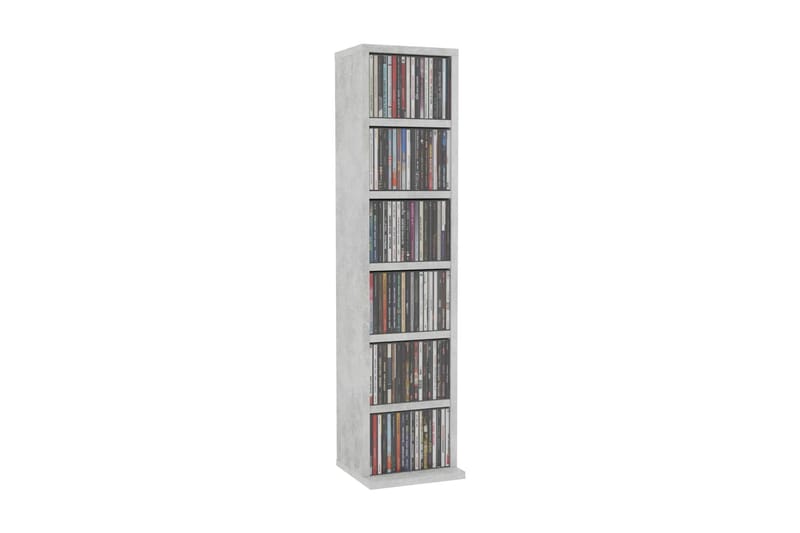 CD-hylla betonggrå 21x20x88 cm spånskiva - Grå - CD-hylla & DVD-hylla