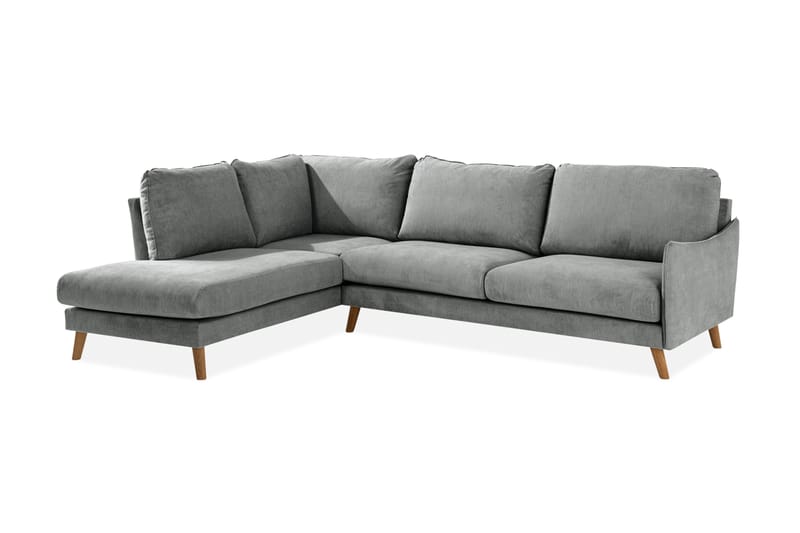 Schäslongsoffa Colt Lyx Vänster - Grå/Ek - 4 sits soffa med divan - Divansoffa & schäslongsoffa