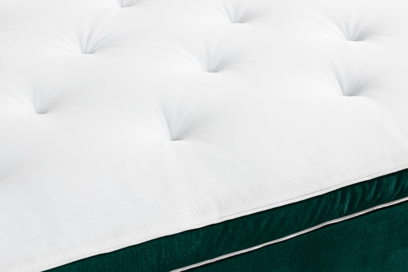 Komplett Sängpaket Rebeca 140x200 cm Djuphäftad Gavel - Mörkgrön|Sammet - Kontinentalsäng - Komplett sängpaket
