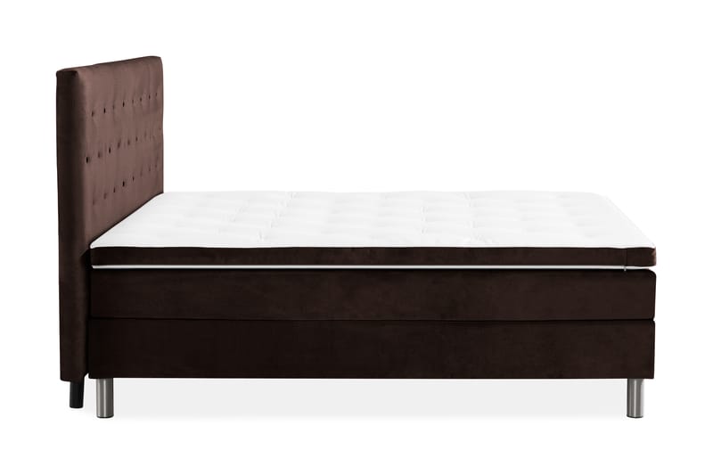 Komplett Sängpaket Rebeca 180x200 cm Knapp Gavel - Brun|Sammet - Kontinentalsäng - Dubbelsäng - Komplett sängpaket
