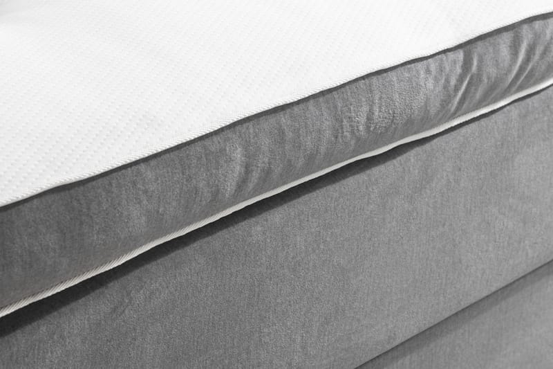 Komplett Sängpaket Rebeca 160x200 cm Knapp Gavel - Ljusgrå|Sammet - Kontinentalsäng - Dubbelsäng - Komplett sängpaket