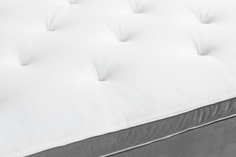 Komplett Sängpaket Rebeca 160x200 cm Knapp Gavel - Ljusgrå|Sammet - Kontinentalsäng - Dubbelsäng - Komplett sängpaket