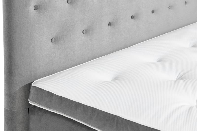 Komplett Sängpaket Rebeca 180x200 cm Knapp Gavel - Ljusgrå|Sammet - Kontinentals�äng - Dubbelsäng - Komplett sängpaket