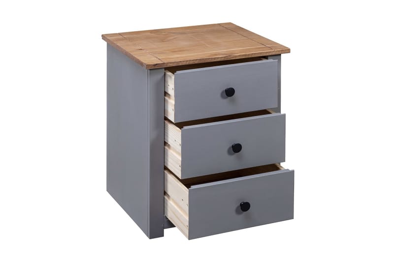 Sängbord grå 46x40x57 cm furu panama - Grå - Sängbord & nattduksbord