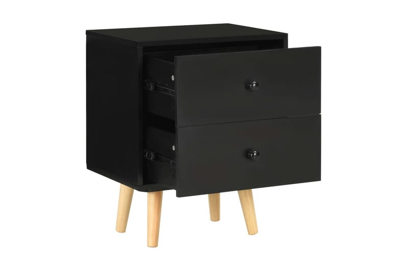Sängbord 2 st svart 40x30x50 cm massiv furu - Svart - Sängbord & nattduksbord