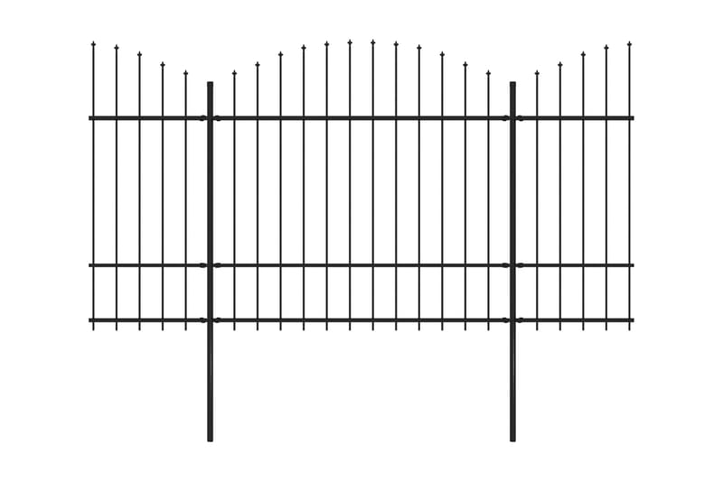 Trädgårdsstaket med spjuttopp stål (1,5-1,75)x3,4 m svart - Svart - Staket & grind
