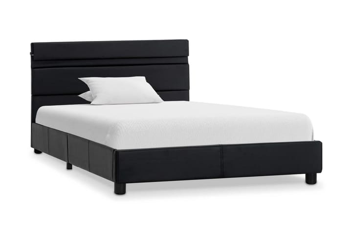 Sängram med LED svart konstläder 160x200 cm - Sängram & sängstomme