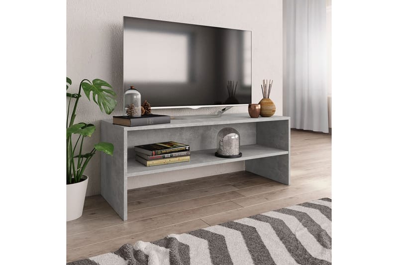 TV-bänk betonggrå 100x40x40 cm spånskiva - Grå - TV bänk & mediabänk