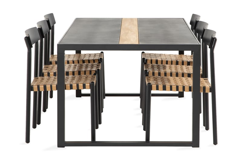 Matgrupp Bastian 200 cm + 6 Buckle Matstolar - Matgrupp utomhus