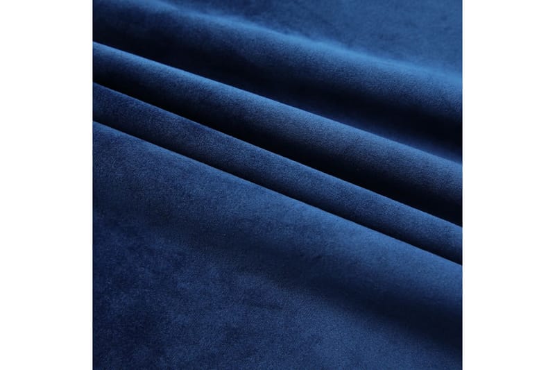 Mörkläggningsgardiner 2 st med krokar sammet mörkblå 140x175 - Mörkblå - Mörkläggningsgardiner