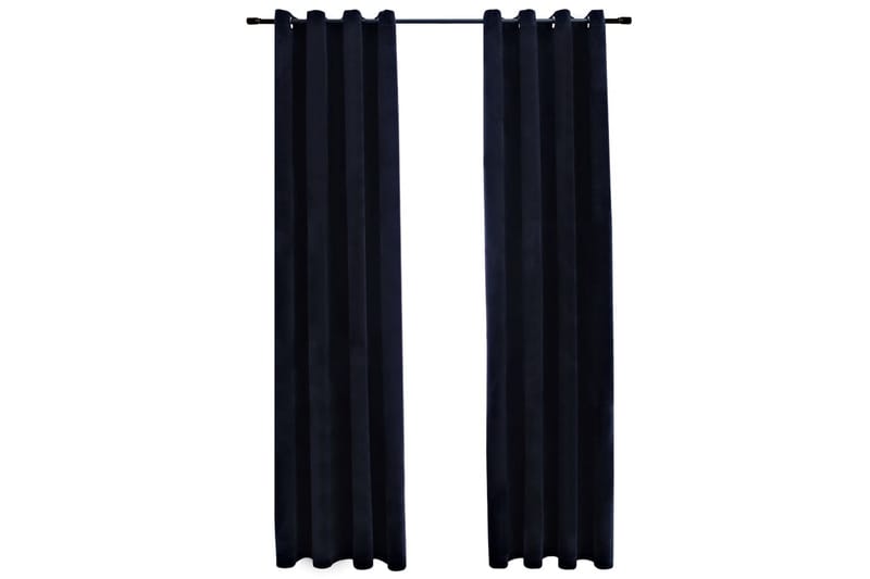 Mörkläggningsgardiner med ringar 2 st svart sammet 140x245 c - Mörkläggningsgardiner