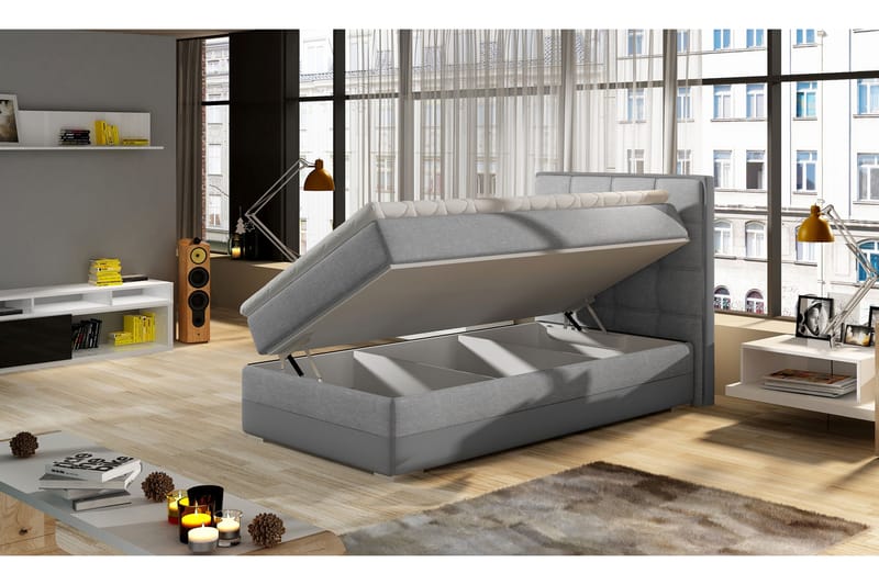 Förvaringssäng Konshens 90x200 cm Höger - Gul|Svart - Säng med förvaring - Enkelsäng med förvaring