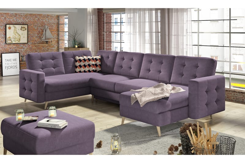 Bäddsoffa Remoni med Dubbeldivan - Bäddsoffa divan - U bäddsoffa