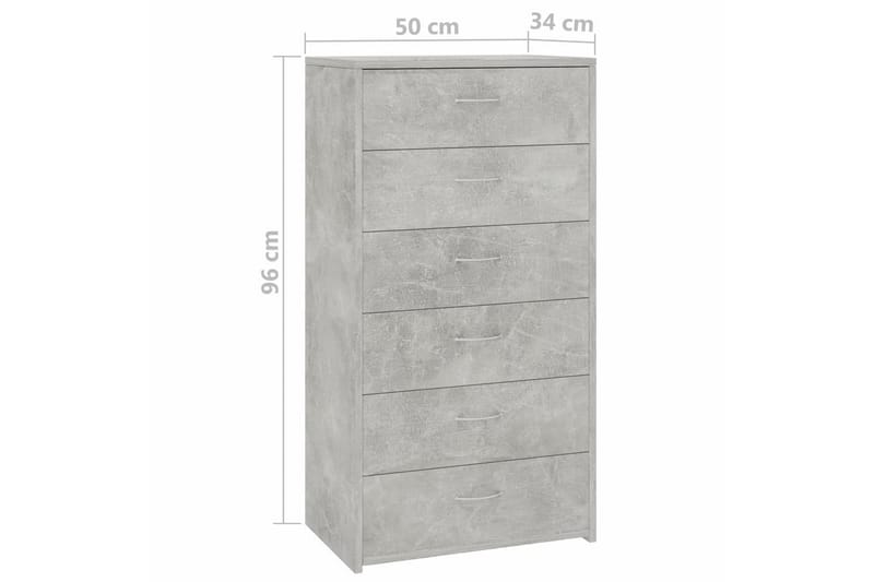 Skänk med 6 lådor betonggrå 50x34x96 cm spånskiva - Grå - Sideboard & skänk