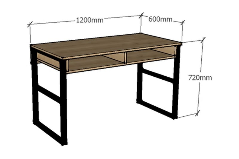 Skrivbord Tyrsberget 120 cm med Förvaring Hylla - Natur/Svart - Skrivbord - Datorbord
