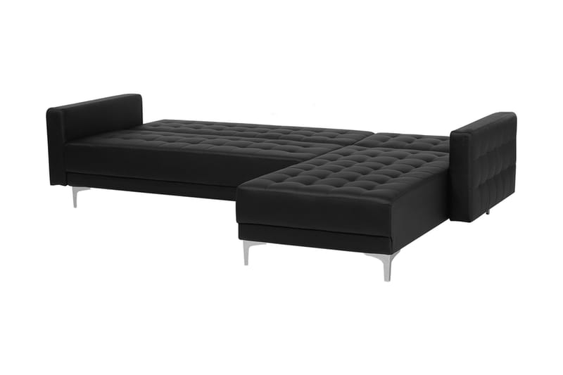 Hörnbäddsoffa Westerleigh Vänster med Fotpall Konstläder - Svart - Möbler - Soffa - Bäddsoffa - Bäddsoffa längsbäddad