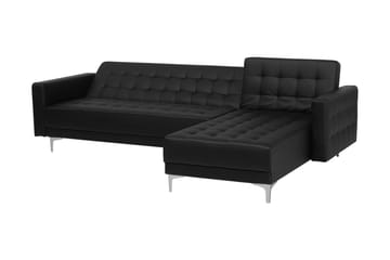 Hörnbäddsoffa Westerleigh Vänster med Fotpall Konstläder - Svart - Möbler - Soffa - Bäddsoffa - Bäddsoffa längsbäddad