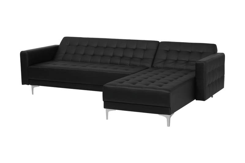 Hörnbäddsoffa Westerleigh Vänster med Fotpall Konstläder - Svart - Möbler - Soffa - Bäddsoffa - Bäddsoffa längsbäddad