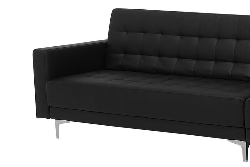 Hörnbäddsoffa Westerleigh Vänster med Fotpall Konstläder - Svart - Möbler - Soffa - Bäddsoffa - Bäddsoffa längsbäddad