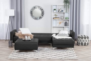 Hörnbäddsoffa Westerleigh Vänster med Fotpall Konstläder - Svart - Möbler - Soffa - Bäddsoffa - Bäddsoffa längsbäddad