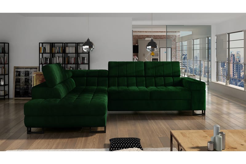 Hörnsoffa Freswick Vänster - Mörkgrön - Möbler - Soffa - Bäddsoffa - Bäddsoffa längsbäddad