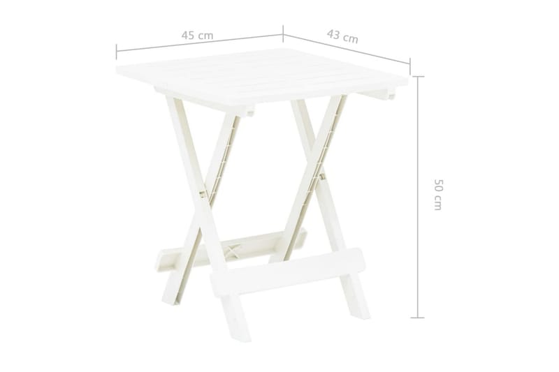Hopfällbart trädgårdsbord vit 45x43x50 cm plast - Vit - Matbord utomhus
