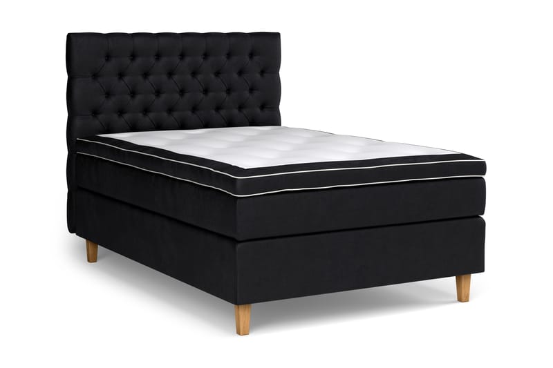 Komplett Sängpaket Estelle 120x200 cm - Svart|Sammet - Kontinentalsäng