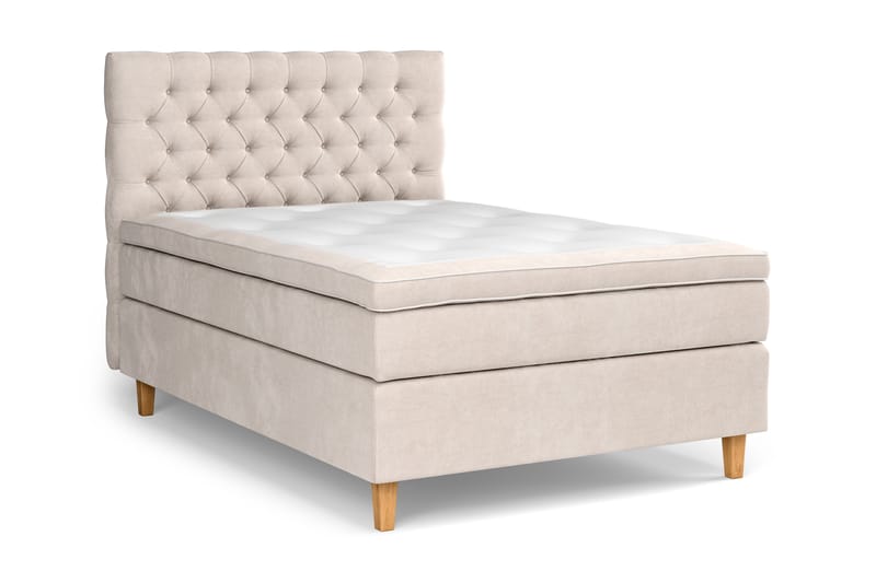 Komplett Sängpaket Estelle 140x200 cm - Beige|Sammet - Kontinentalsäng - Komplett sängpaket