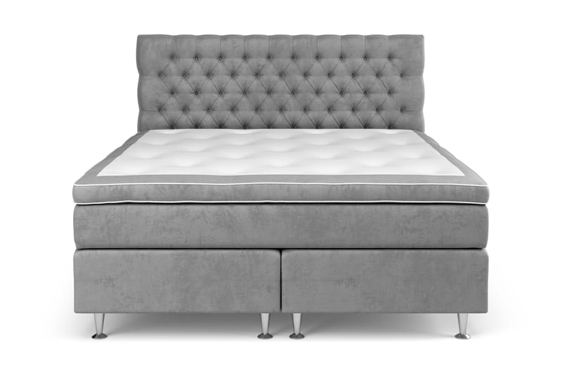 Komplett Sängpaket Estelle 160x200 cm - Grå|Sammet - Kontinentalsäng - Komplett sängpaket