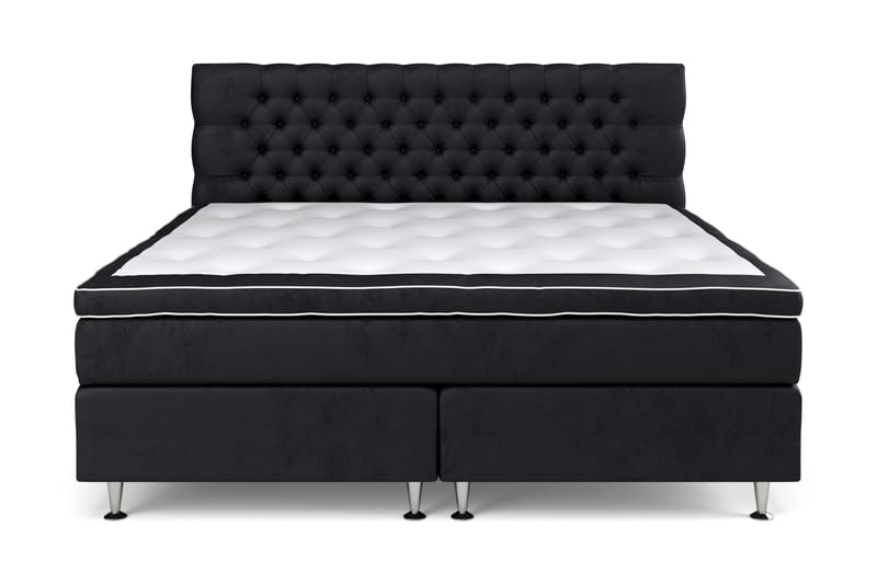 Komplett Sängpaket Estelle 210x210 cm - Svart|Sammet - Kontinentalsäng - Komplett sängpaket