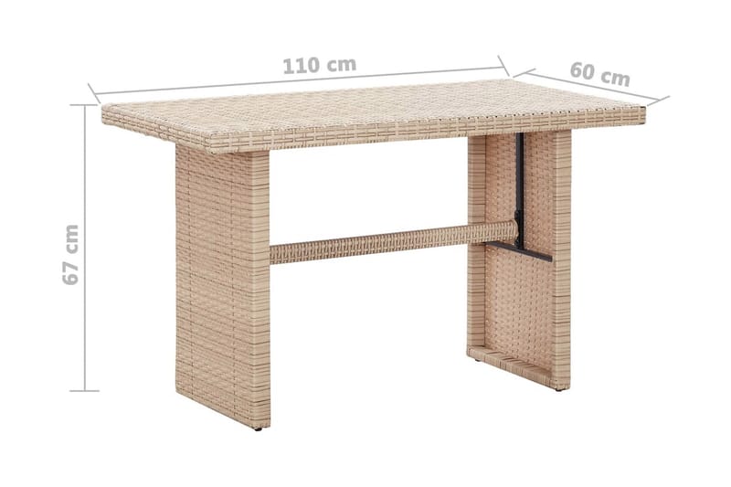 Trädgårdsbord beige 110x60x67 cm konstrotting - Beige - Matbord utomhus