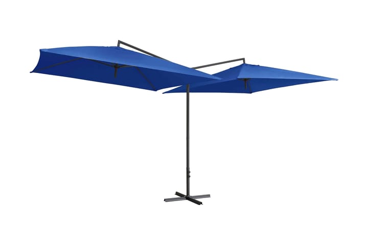 Dubbelt parasoll med stålstång 250x250 cm azurblå - Parasoll