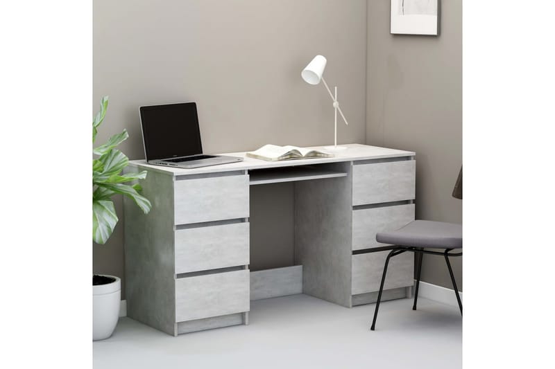 Skrivbord betonggrå 140x50x77 cm spånskiva - Grå - Skrivbord - Datorbord