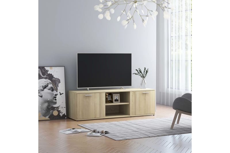 TV-bänk sonoma-ek 120x34x37 cm spånskiva - Brun - TV bänk & mediabänk