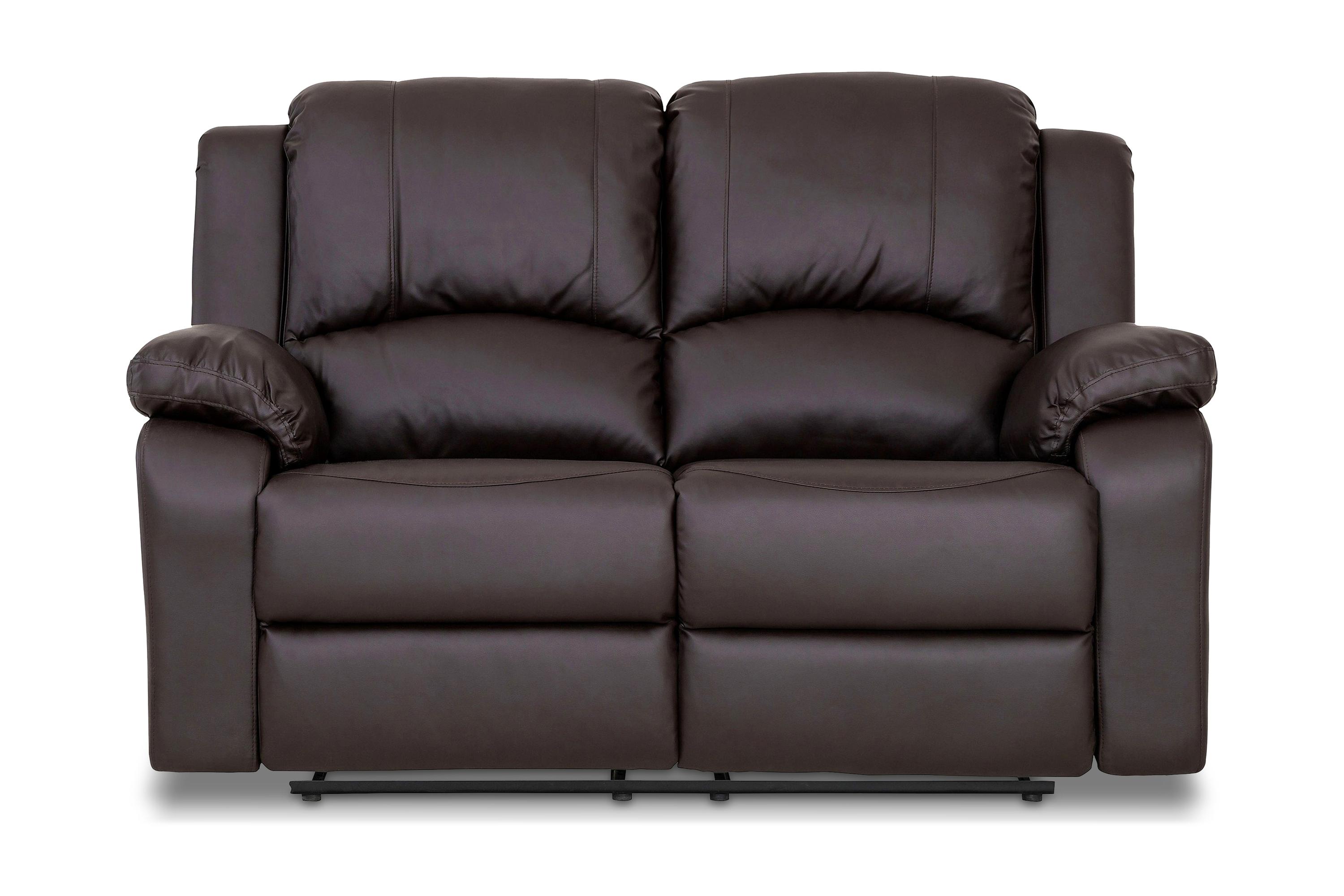 Norbo Liten Reclinersoffa 2-sits Konstläder Fällbar soffa Biosoffa Brun
