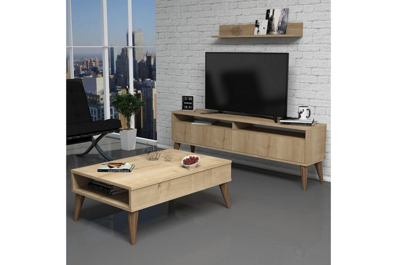 Vardagsrumsset Nyarai 150 cm - Ek/Brun - TV-möbelset