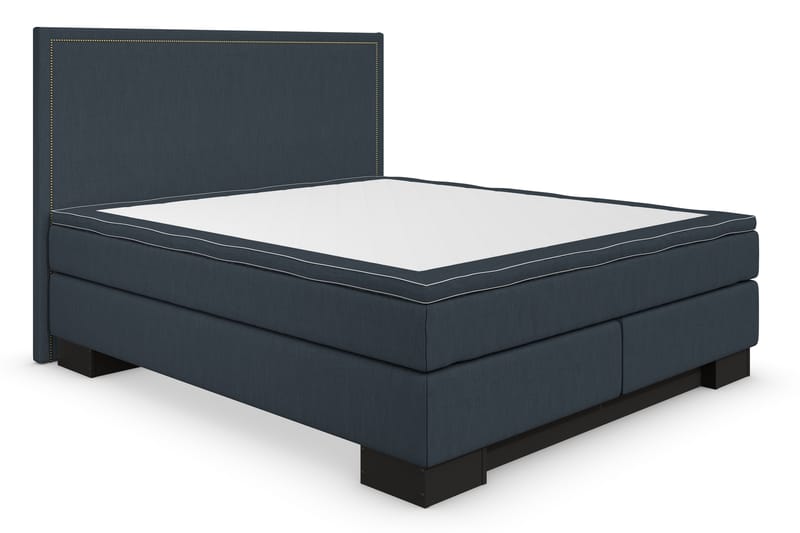 Komplett Sängpaket Romance Lyx 180x200 Cesaro Sänggavel Rak - Mörkblå - Kontinentalsäng - Dubbelsäng - Komplett sängpaket