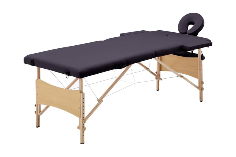 Hopfällbar massagebänk 2 sektioner trä mörklila - Lila - Massagebord