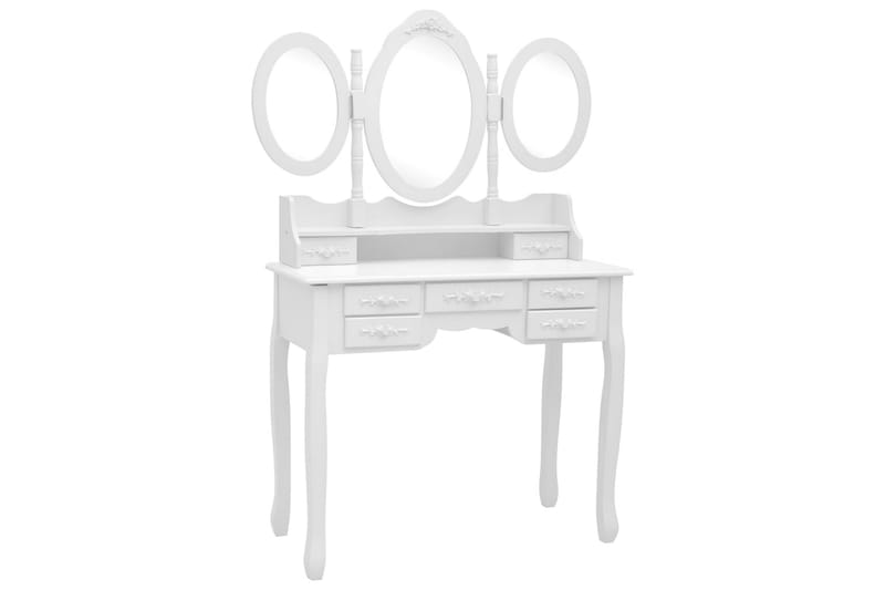 Sminkbord med pall och 3 speglar vit - Vit - Sminkbord & toalettbord