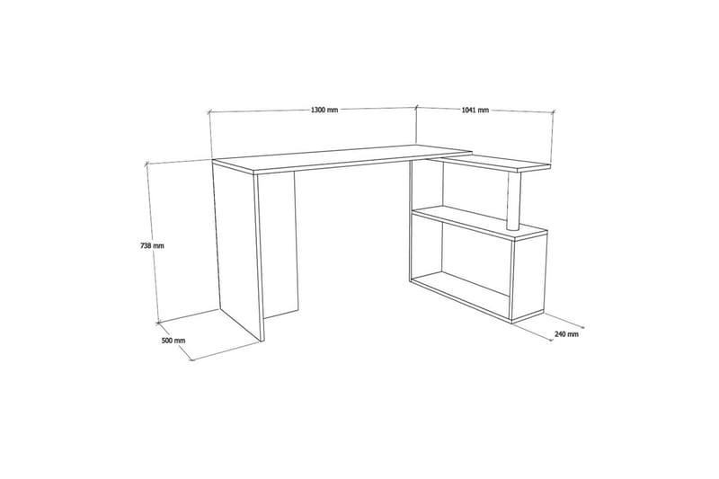 Skrivbord Kvarnbo 130 cm med Förvaring 2 Hyllor - Brun - Skrivbord - Datorbord