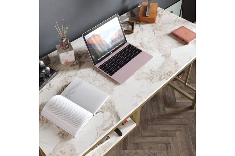 Skrivbord Handen 120 cm med Förvaring Hylla - Guld - Skrivbord - Datorbord